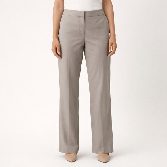 Lafayette 148 New York Pants - Lafayette 148 New York Barrow Virgin Wool Straight Leg Pants Taupe Grey Size 6
